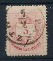 1874 5kr I. típus magasra fogazott bélyeg, gyöngyjavítással 'PÁSZTÓ'