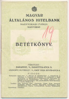 Nagyvárad 1944. 'Magyar Általános Hitelbank Nagyváradi Fiókja' betétkönyve egy bejegyzéssel