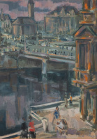 Mottl Román (1921-1991) : Nagyváradi utcarészlet, 1975