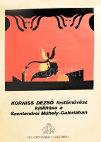 1983 Korniss Dezső festőművész kiállítása a Szentendrei Műhely-Galériában, kiállítási plakát, szitanyomat, papír, feltekerve, szakadásokkal, 70x50 cm.