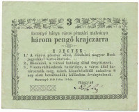 1849. Rozsnyó 1849. július 16. 3kr Rozsnyó bánya város pénztári utalványa T:FHungary / Rozsnyó 16.07.1849. 3 Kreuzer Rozsnyó bánya város pénztári utalványa (Cashier's Coupon of Mine Town of Roznava) C:FAdamo