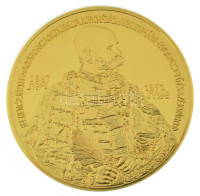 DN Magyar Aranyóriások - Ferenc József koronázási emlékérem 1892 aranyozott Cu utánveret kapszulában, tanúsítvánnyal (46mm) T:PP