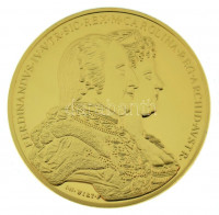 DN Magyar Aranyóriások - II. Lipót koronázási érem 1790 aranyozott Cu utánveret kapszulában, tanúsítvánnyal (46mm) T:PP