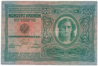 Ausztria 1919(1912) 100K vízszintes DEUTSCHÖSTERREICH felülbélyegzéssel, mindkét oldal német T:F, szép papírAustria 1919(1912) 100 Kronen with horizontal DEUTSCHÖSTERREICH overprint, both sides in German C:F, fine paperKrause