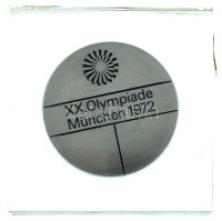 Német Szövetségi Köztársaság 1972. XX. Olympiade München 1972 acél olimpiai résztvevői emlékérem, eredeti lezárt plexi tokban (50mm) T:UNC Federal Republic of Germany 1972. XX. Olympiade München 1972 steel Olympic participant