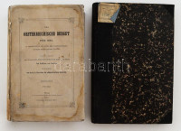 2 db az Osztrák-Magyar Monarchia pénzügyeivel foglalkozó kötet: [Karl von Czoernig-Czernhausen] Carl Freiherr von Czoernig: Systematische Darstellung des Oesterreichischen Budgets für 1862. Herausgegeben von der k. k. Direction der