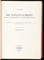 Fekete, L[ajos]: Die siyaqat-schrift in der Türkischen finanzverwaltung. II. Band. Beitrag zur Türkischen Paläigraphie mit 104 Tafeln. Bibliotheca Orientalis Hungarica VII. Bp., 1955., Akadémiai Kiadó. Kiadói egészvászon-kötés. Megjelent