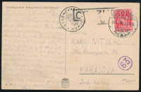 1941 Cenzúrázott képeslap Romániába 