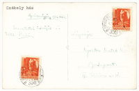 SEPSISZENTGYÖRGY 1943. Székely ház, fotós képeslap Sepsiszentgyörgy-Marosvásárhely mozgóposta bélyegzéssel